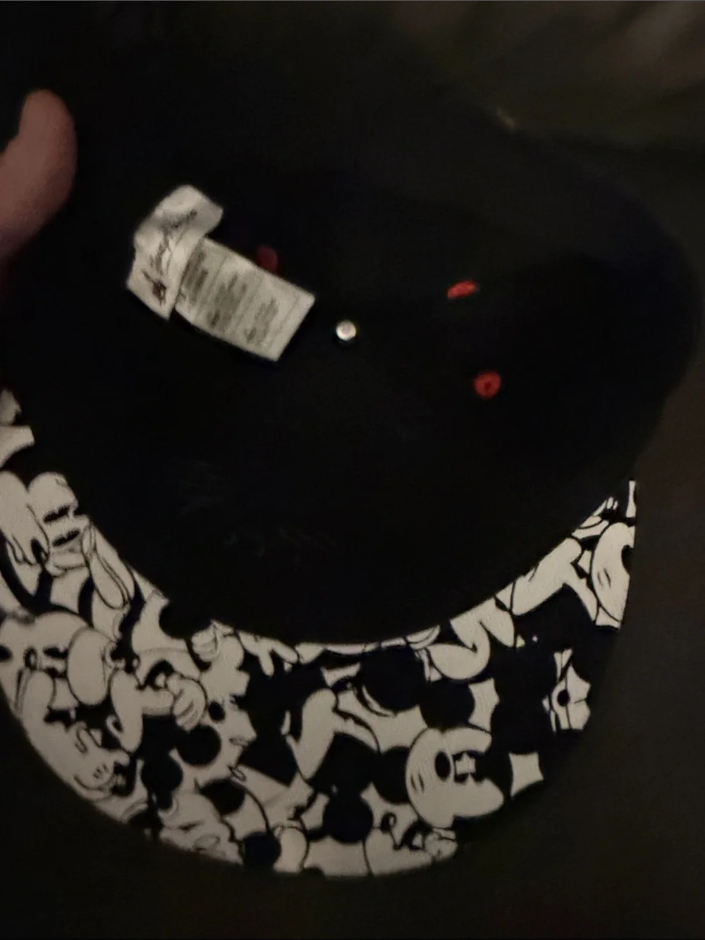 Disney Mickey Mouse kids Black Snapback Hat with Red & White Cartoon Logo